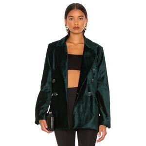 Free People Velvet Ashby Double Breasted Blazer Jade Green Small NWOT $198 MSRP